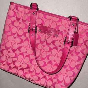 Coach Vibrant Pink Signature Tote